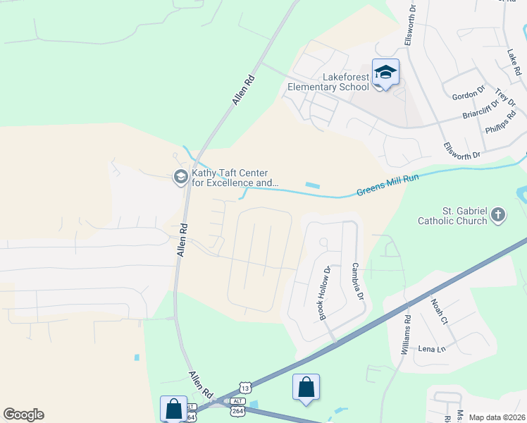 map of restaurants, bars, coffee shops, grocery stores, and more near 2105 Remington Court in Greenville