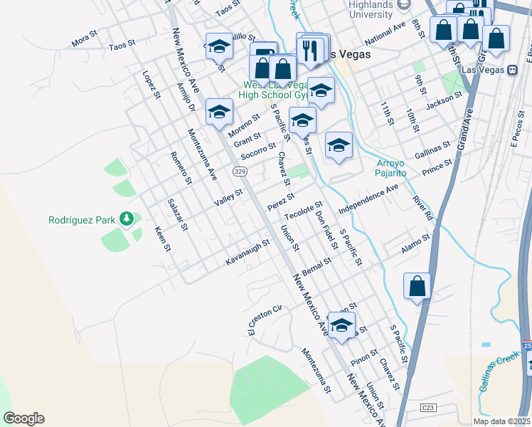 map of restaurants, bars, coffee shops, grocery stores, and more near 1011 New Mexico Avenue in Las Vegas