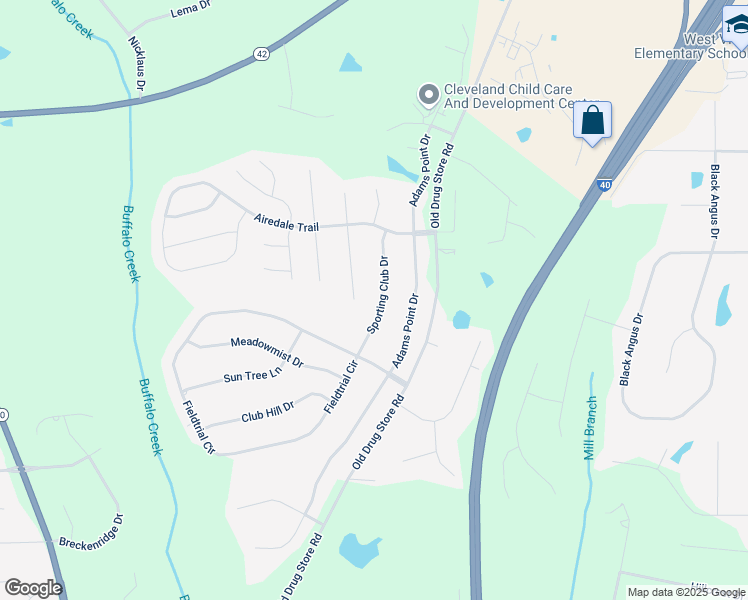 map of restaurants, bars, coffee shops, grocery stores, and more near 120 Sporting Club Drive in Garner