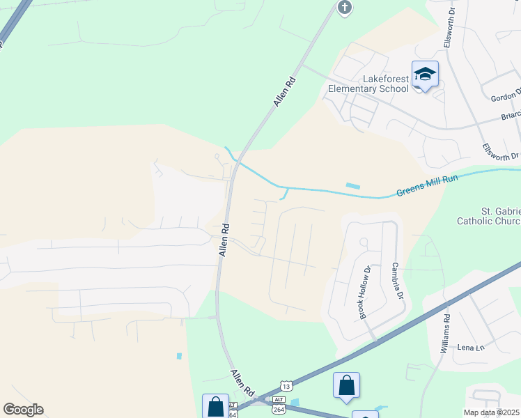 map of restaurants, bars, coffee shops, grocery stores, and more near 2128 Flagstone Court in Greenville