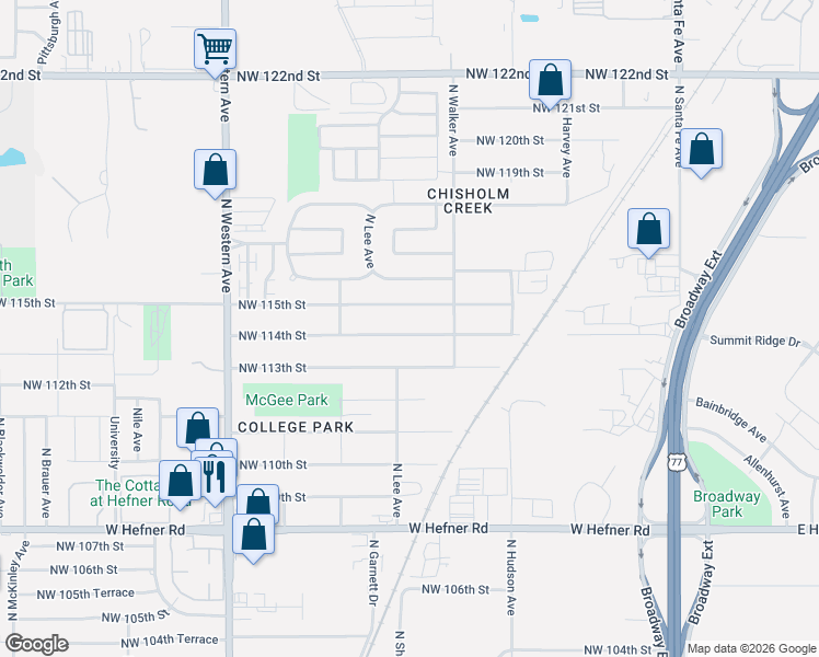map of restaurants, bars, coffee shops, grocery stores, and more near 528 Northwest 114th Street in Oklahoma City