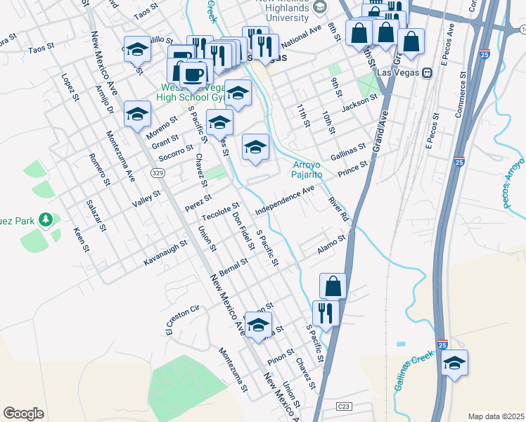 map of restaurants, bars, coffee shops, grocery stores, and more near 832 South Pacific Street in Las Vegas