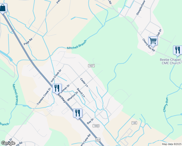 map of restaurants, bars, coffee shops, grocery stores, and more near 205 Maple Lane in Washington
