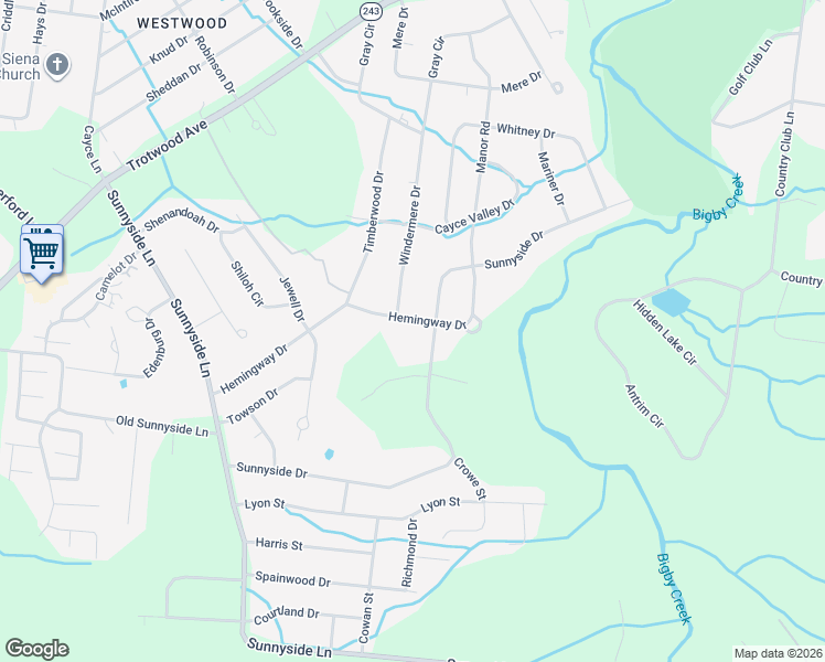 map of restaurants, bars, coffee shops, grocery stores, and more near 1204 Sunnyside Drive in Columbia