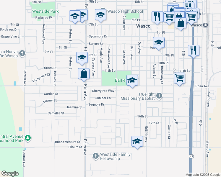 1291 Poplar Avenue, Wasco CA Walk Score