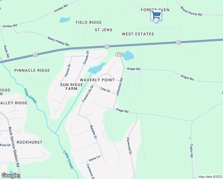 map of restaurants, bars, coffee shops, grocery stores, and more near 54 Line Drive in Raleigh