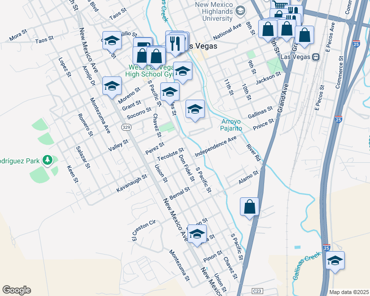 map of restaurants, bars, coffee shops, grocery stores, and more near 312 Tecolote Street in Las Vegas