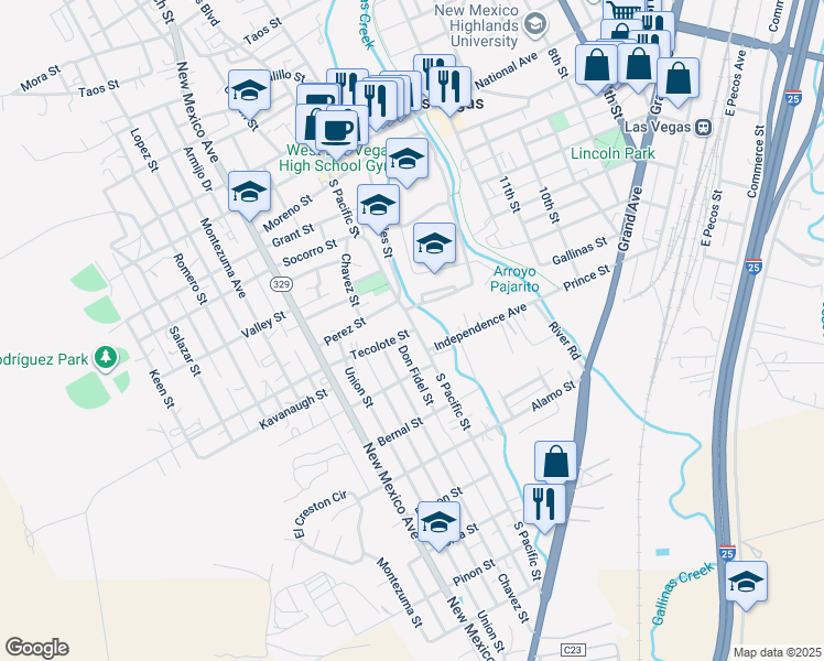map of restaurants, bars, coffee shops, grocery stores, and more near 312 Tecolote Street in Las Vegas