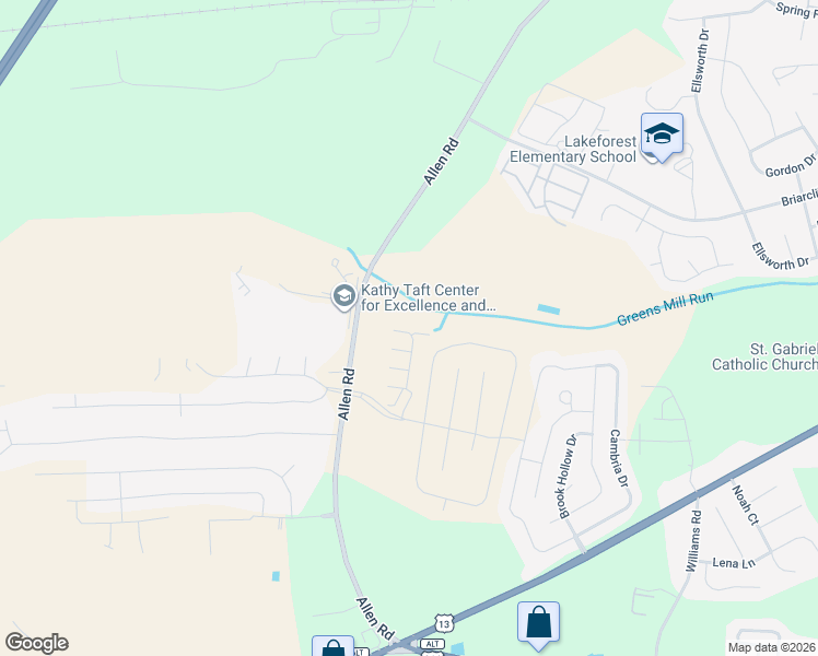 map of restaurants, bars, coffee shops, grocery stores, and more near Flagstone Court in Greenville