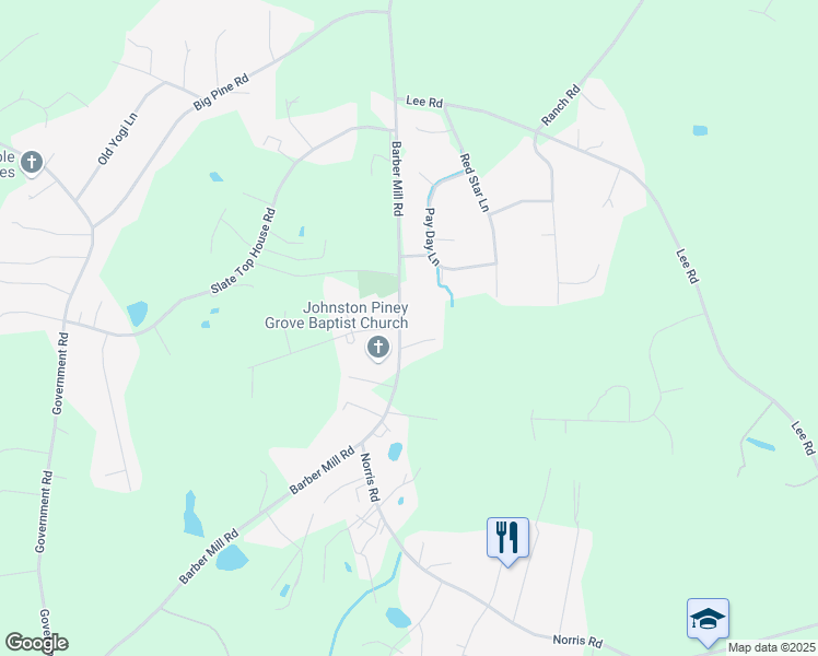map of restaurants, bars, coffee shops, grocery stores, and more near 1774 Barber Mill Road in Clayton