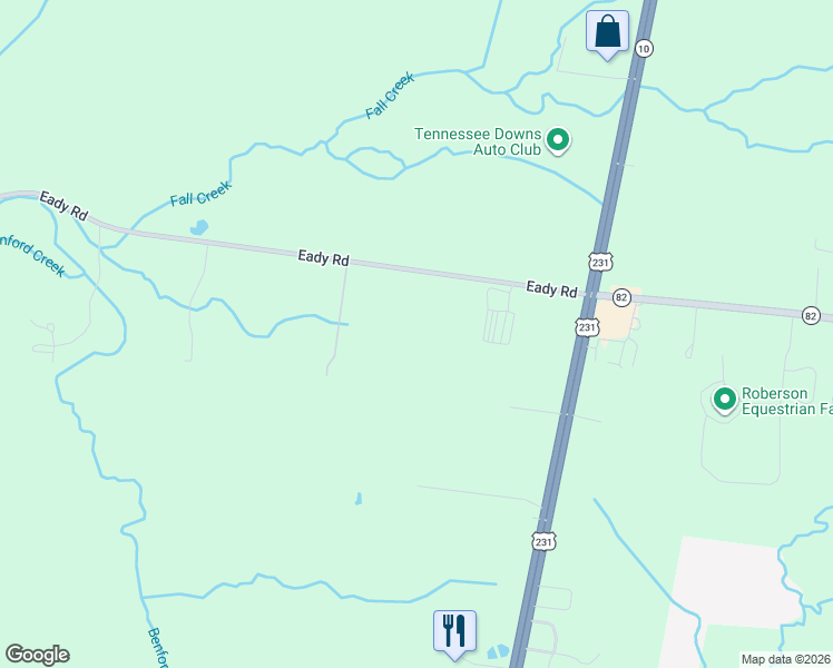 map of restaurants, bars, coffee shops, grocery stores, and more near 153 Eady Road in Shelbyville