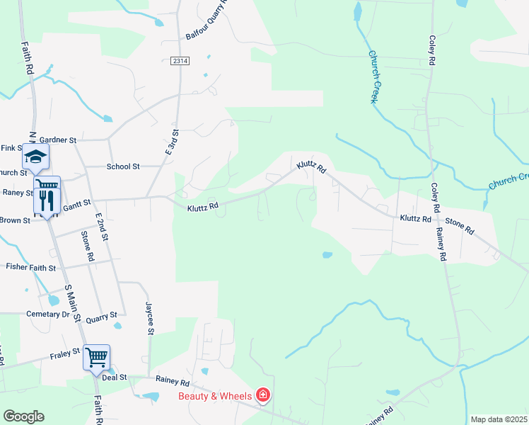 map of restaurants, bars, coffee shops, grocery stores, and more near 1905 Kluttz Road in Salisbury
