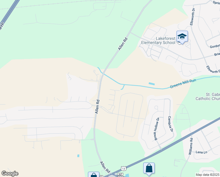 map of restaurants, bars, coffee shops, grocery stores, and more near Flagstone Court in Greenville
