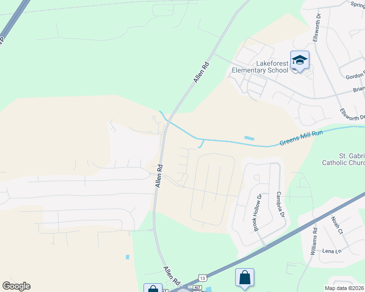 map of restaurants, bars, coffee shops, grocery stores, and more near Flagstone Court in Greenville