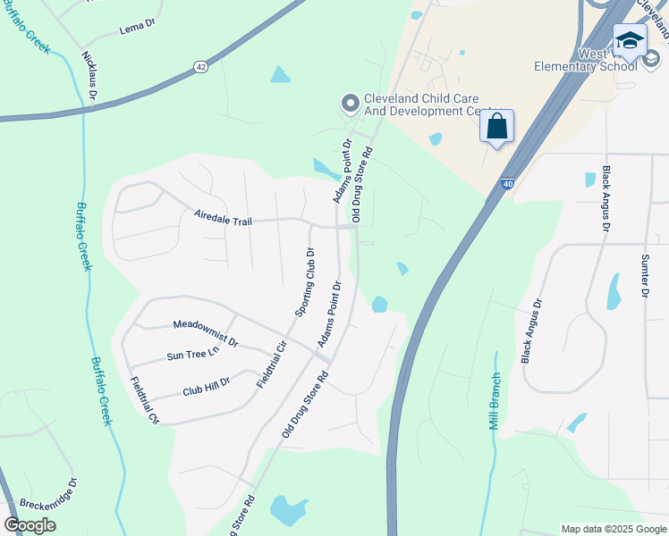 map of restaurants, bars, coffee shops, grocery stores, and more near 589 Adams Point Drive in Garner