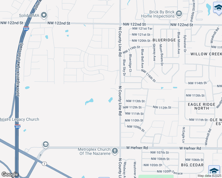 map of restaurants, bars, coffee shops, grocery stores, and more near 11601 North County Line Road in Yukon