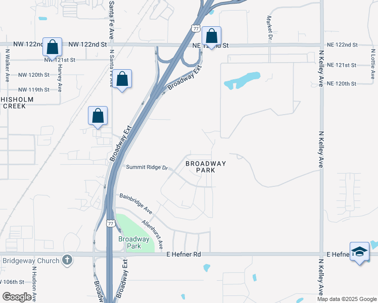 map of restaurants, bars, coffee shops, grocery stores, and more near 11517 Oklahoma Avenue in Oklahoma City