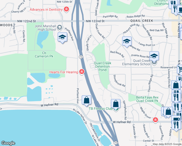map of restaurants, bars, coffee shops, grocery stores, and more near 3524 Northwest 115th Street in Oklahoma City