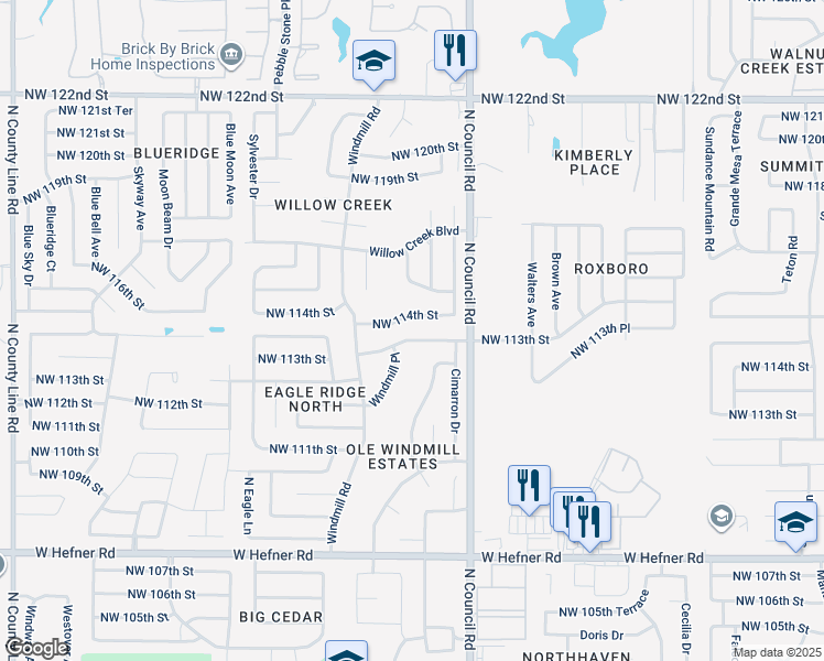 map of restaurants, bars, coffee shops, grocery stores, and more near 8040 Northwest 114th Street in Oklahoma City