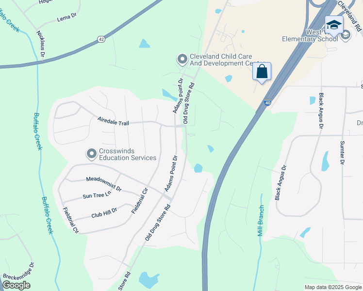 map of restaurants, bars, coffee shops, grocery stores, and more near 598 Adams Point Drive in Garner