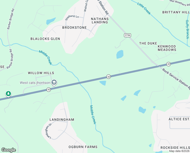 map of restaurants, bars, coffee shops, grocery stores, and more near 3925 North Carolina 42 in Raleigh