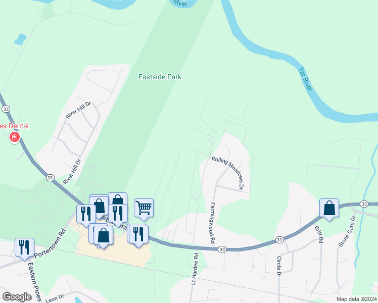 map of restaurants, bars, coffee shops, grocery stores, and more near 4611 East 10th Street in Greenville