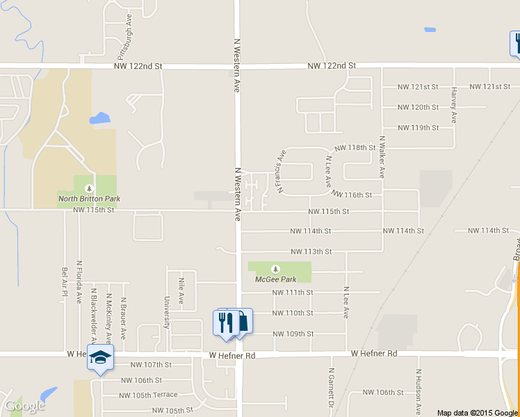 map of restaurants, bars, coffee shops, grocery stores, and more near 11501 Stagecoach Trail in Oklahoma City