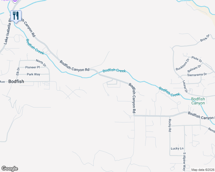 map of restaurants, bars, coffee shops, grocery stores, and more near 102 Mason Street in Lake Isabella