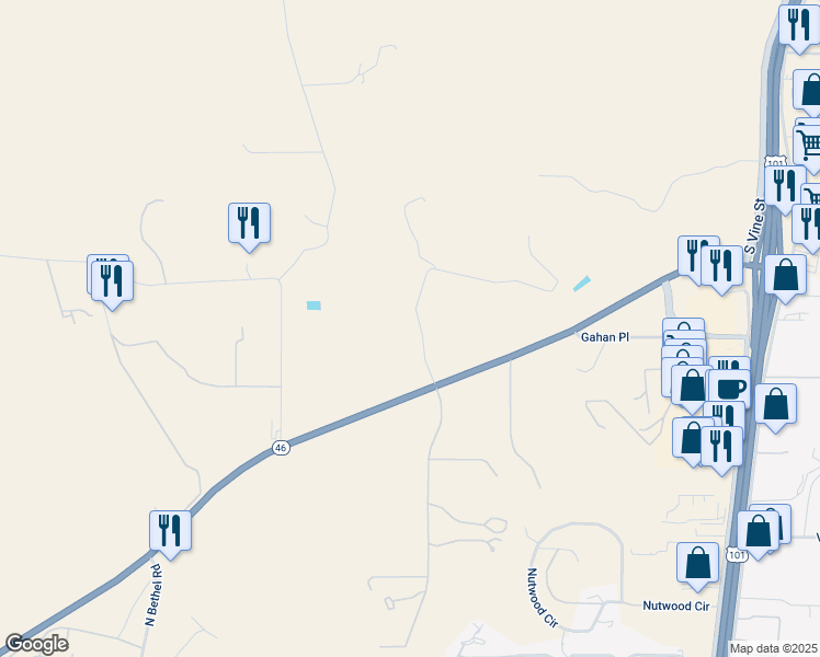 map of restaurants, bars, coffee shops, grocery stores, and more near 2023 Twelve Oaks Drive in Paso Robles