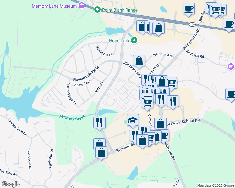 map of restaurants, bars, coffee shops, grocery stores, and more near 140 Capital Avenue in Mooresville