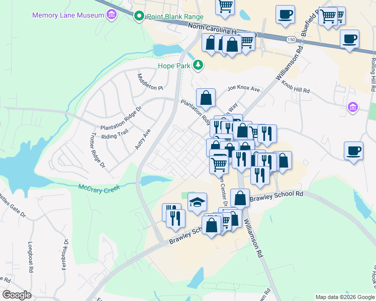 map of restaurants, bars, coffee shops, grocery stores, and more near 222 Welton Way in Mooresville