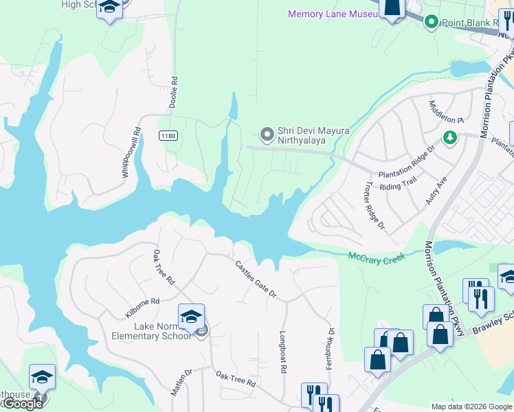 map of restaurants, bars, coffee shops, grocery stores, and more near 159 Portola Valley Drive in Mooresville
