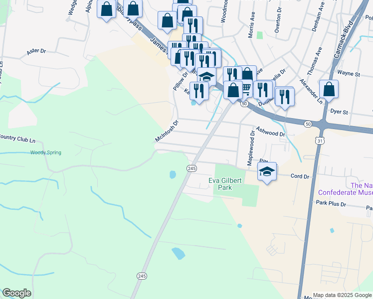 map of restaurants, bars, coffee shops, grocery stores, and more near 207 Birchwood Drive in Columbia