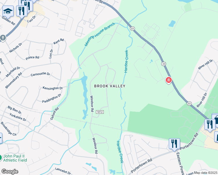 map of restaurants, bars, coffee shops, grocery stores, and more near 217 Churchill Drive in Greenville