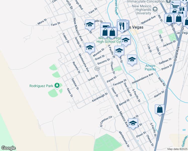 map of restaurants, bars, coffee shops, grocery stores, and more near 616 Valley Street in Las Vegas