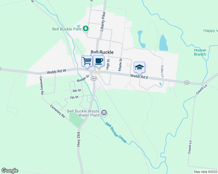 map of restaurants, bars, coffee shops, grocery stores, and more near 116 Hinkle Hill Street in Bell Buckle