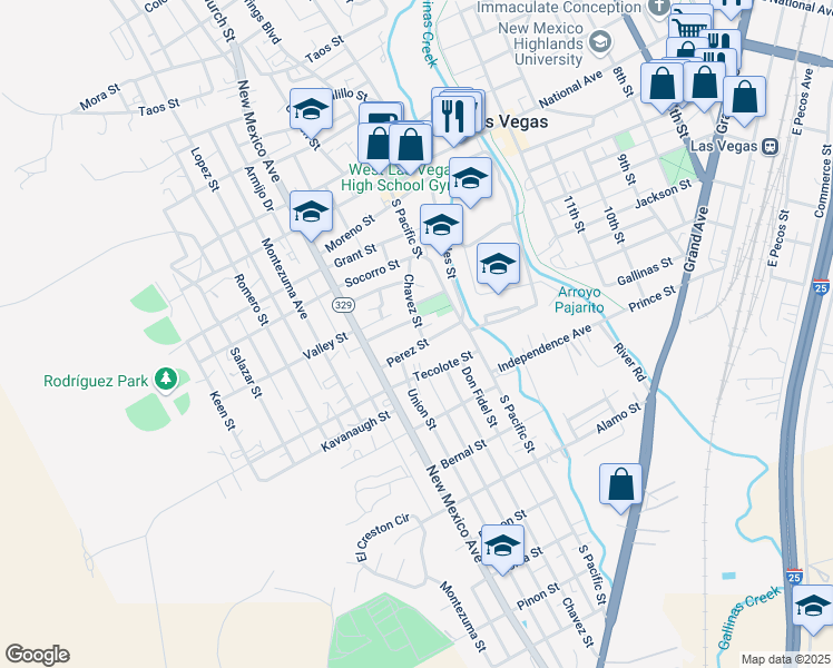 map of restaurants, bars, coffee shops, grocery stores, and more near 1107 Chavez Street in Las Vegas