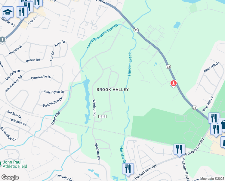 map of restaurants, bars, coffee shops, grocery stores, and more near 217 Churchill Drive in Greenville