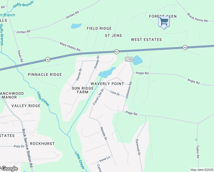 map of restaurants, bars, coffee shops, grocery stores, and more near 160 Line Drive in Raleigh
