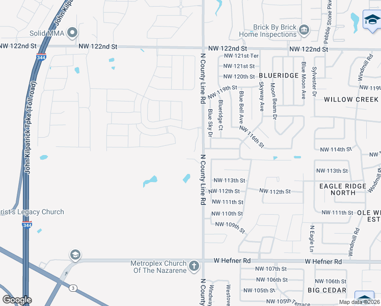 map of restaurants, bars, coffee shops, grocery stores, and more near 11601 North County Line Road in Yukon