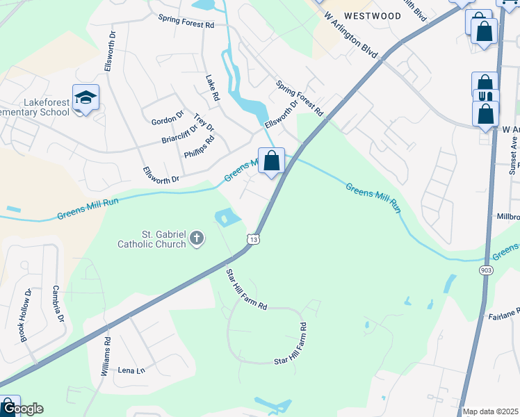 map of restaurants, bars, coffee shops, grocery stores, and more near 1801 Grace Avenue in Greenville