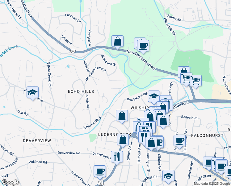 map of restaurants, bars, coffee shops, grocery stores, and more near 70 Debra Lane in Asheville