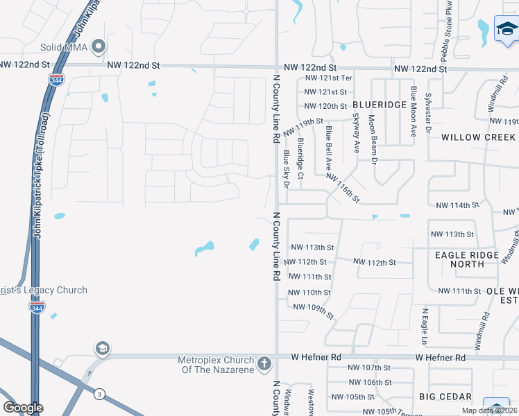 map of restaurants, bars, coffee shops, grocery stores, and more near 11601 North County Line Road in Yukon
