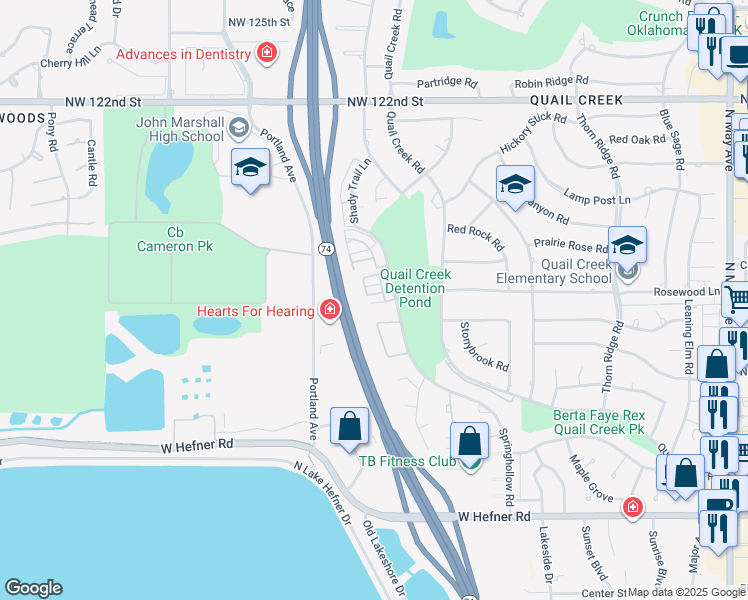 map of restaurants, bars, coffee shops, grocery stores, and more near 3524 Northwest 115th Street in Oklahoma City