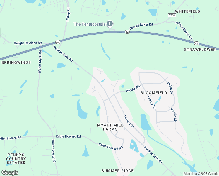 map of restaurants, bars, coffee shops, grocery stores, and more near 2005 Big Panther Drive in Wake County