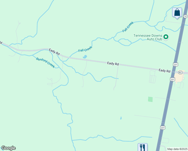 map of restaurants, bars, coffee shops, grocery stores, and more near 181 Eady Rd in Shelbyville