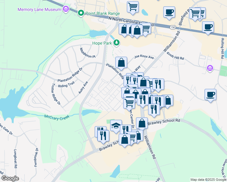 map of restaurants, bars, coffee shops, grocery stores, and more near 202 Welton Way in Mooresville
