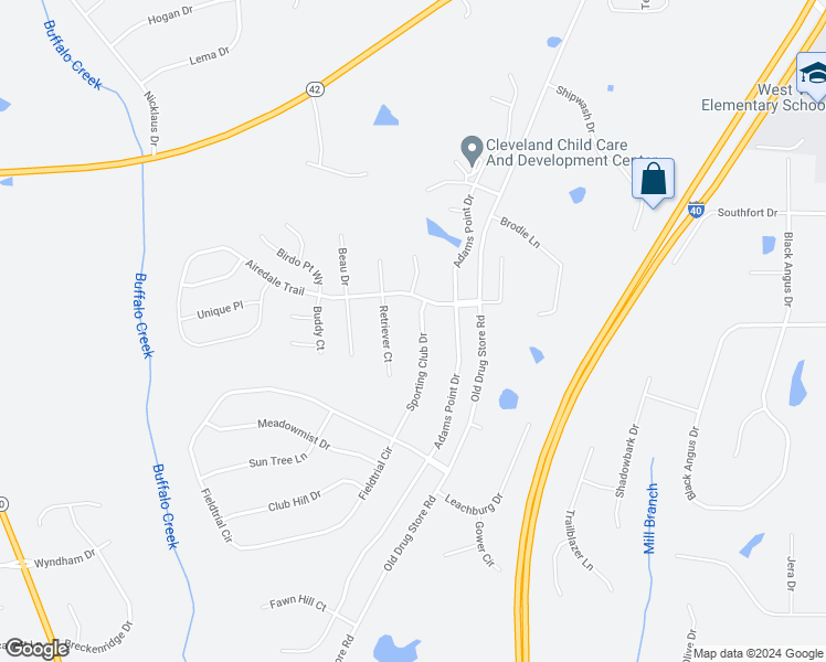 map of restaurants, bars, coffee shops, grocery stores, and more near 201 Sporting Club Drive in Garner