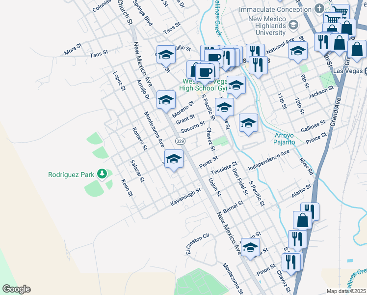 map of restaurants, bars, coffee shops, grocery stores, and more near 616 Valley Street in Las Vegas