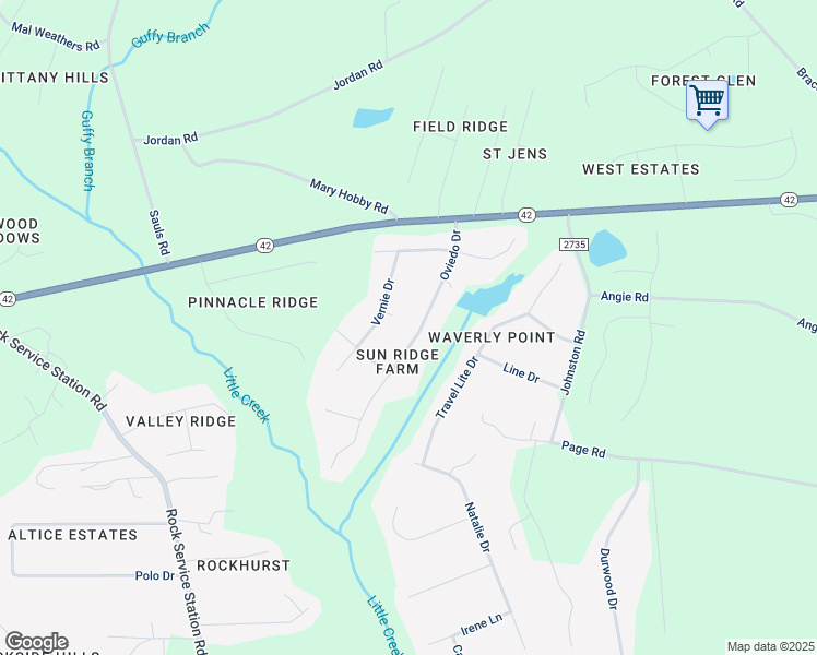 map of restaurants, bars, coffee shops, grocery stores, and more near 6813 Oviedo Drive in Raleigh